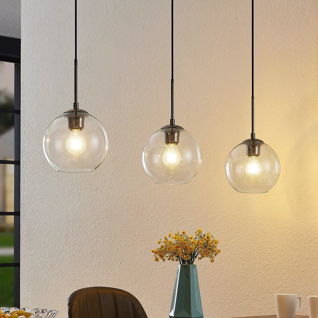 Firano 3 Pendelleuchte Clear/Metal - Lindby - Wohnzimmer - Modern - Metall - Mehrflammig