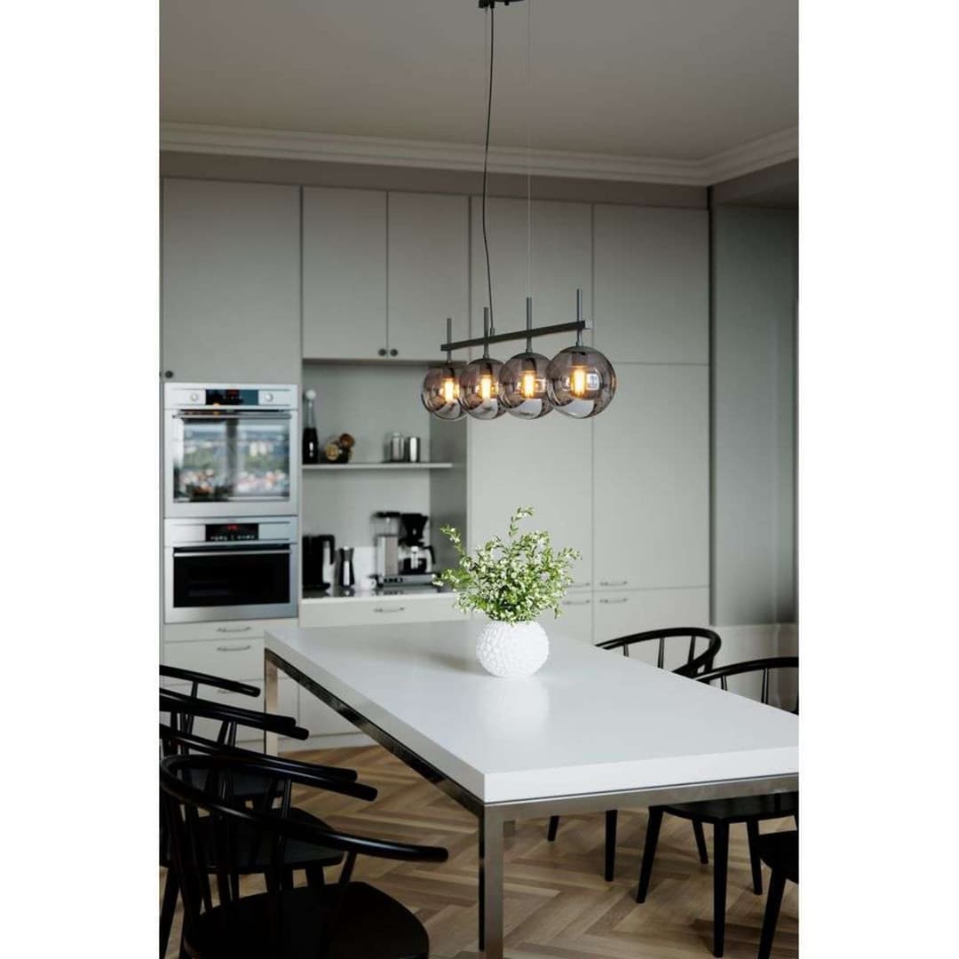 Boyle Pendelleuchte, vierflammig, rauchgrau, Glas, E27 - By Rydéns - Esszimmer - Metall - Mehrflammig