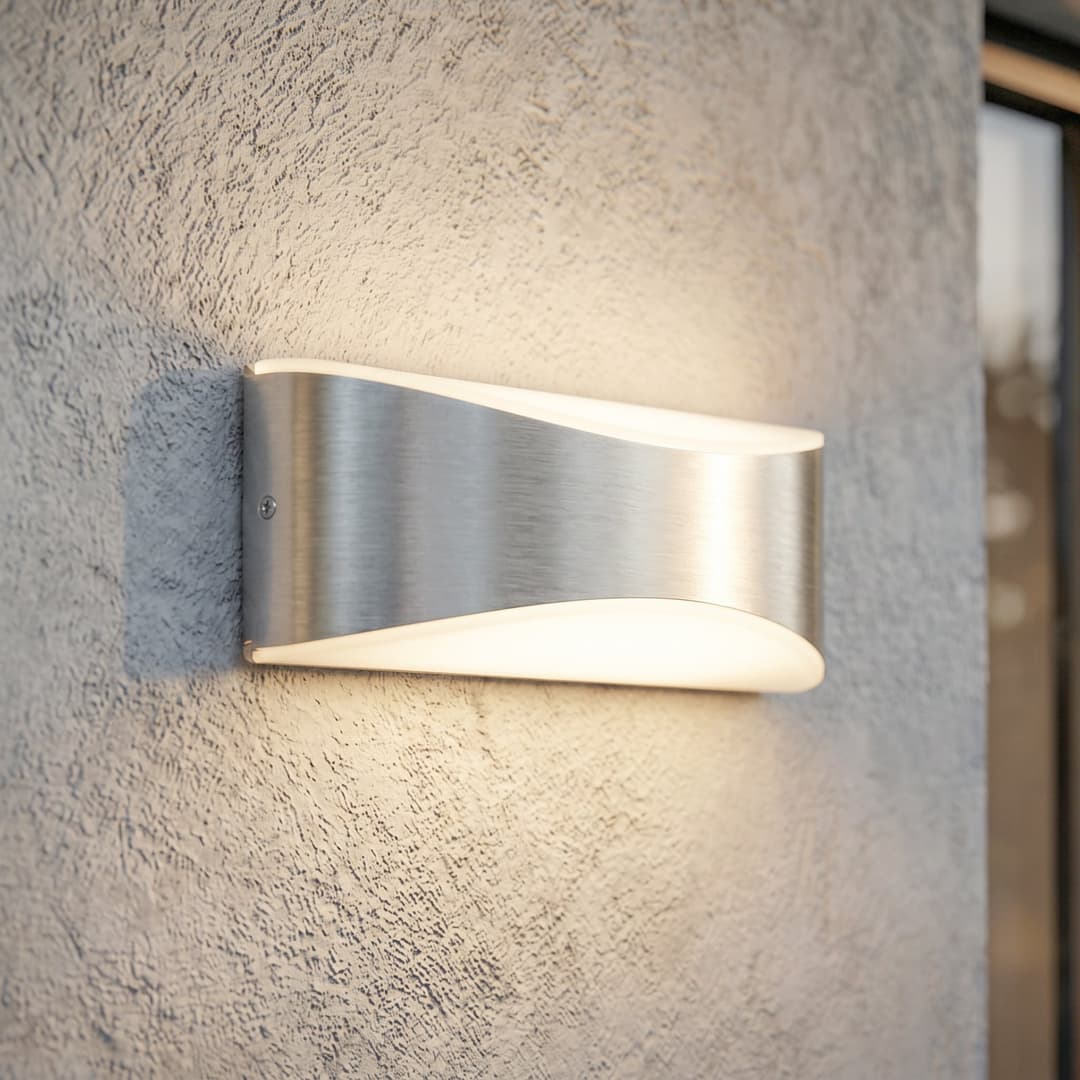 Akira LED-Außenwandleuchte, silber, Breite 23 cm - Lucande - Modern - Aluminium - Rund