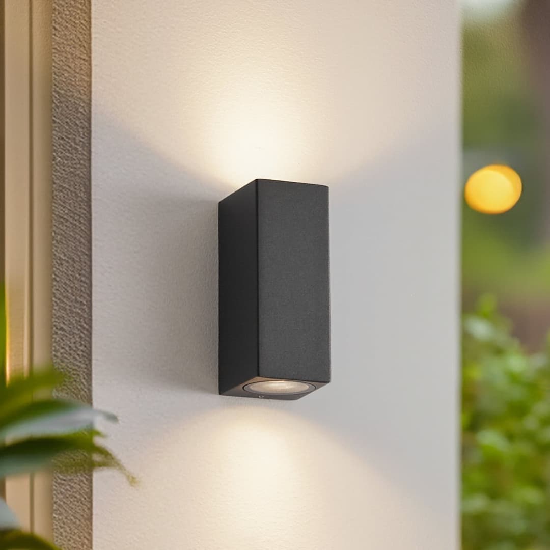 Xava Up/Down Außenwandleuchte IP65 Graphite - Lucande - Balkon - Modern - Metall - Eckig