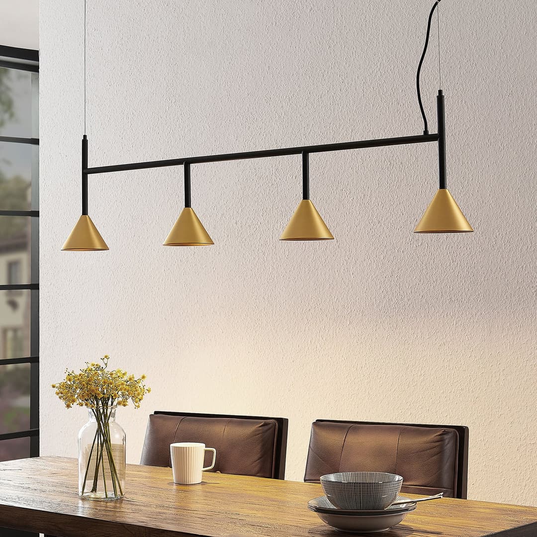 Kartio Pendelleuchte Brass - Lucande - Wohnzimmer - Design - Metall - Mehrflammig