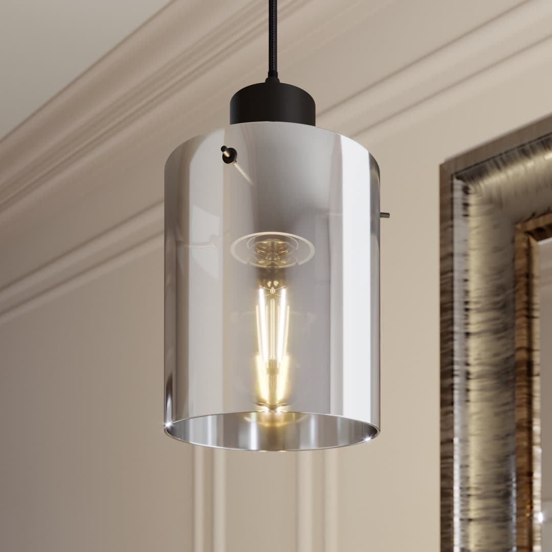 Kourtney Pendelleuchte Black/Smoke - Lindby - Wohnzimmer - Modern - Glas - Einflammig
