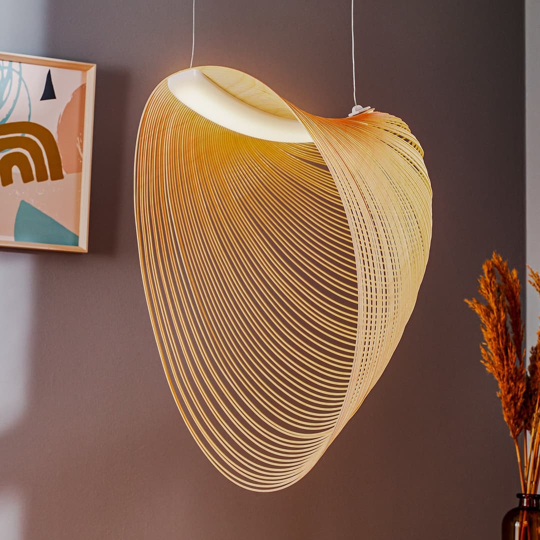 Illan LED-Hängelampe, Ø60 cm, Holz, dimmbar - Luceplan - Wohnzimmer - Design - Einflammig