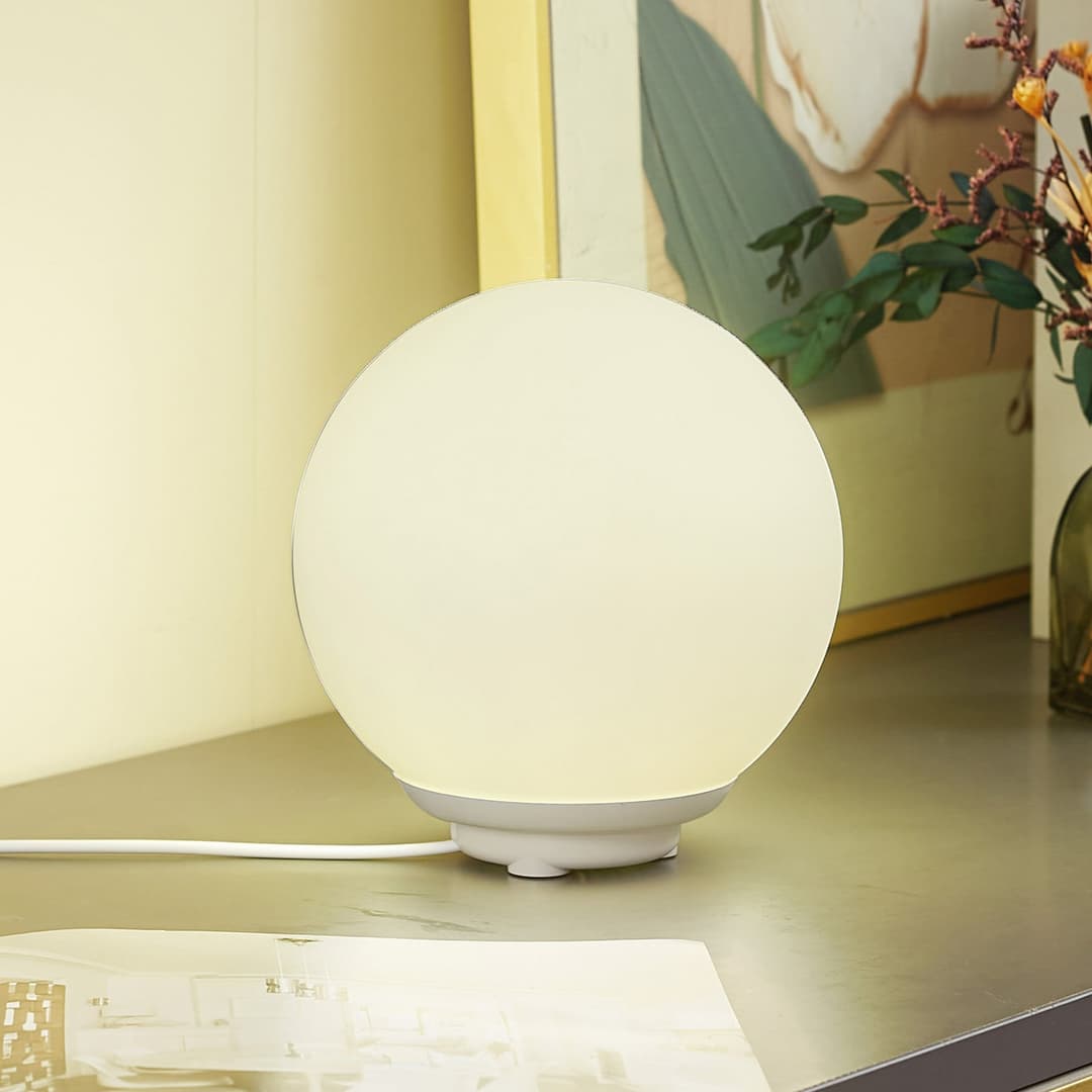 Cosmia LED Smart Tischleuchte Dim. Weiß - Lindby - Wohnzimmer - Modern - Glas - Kugel