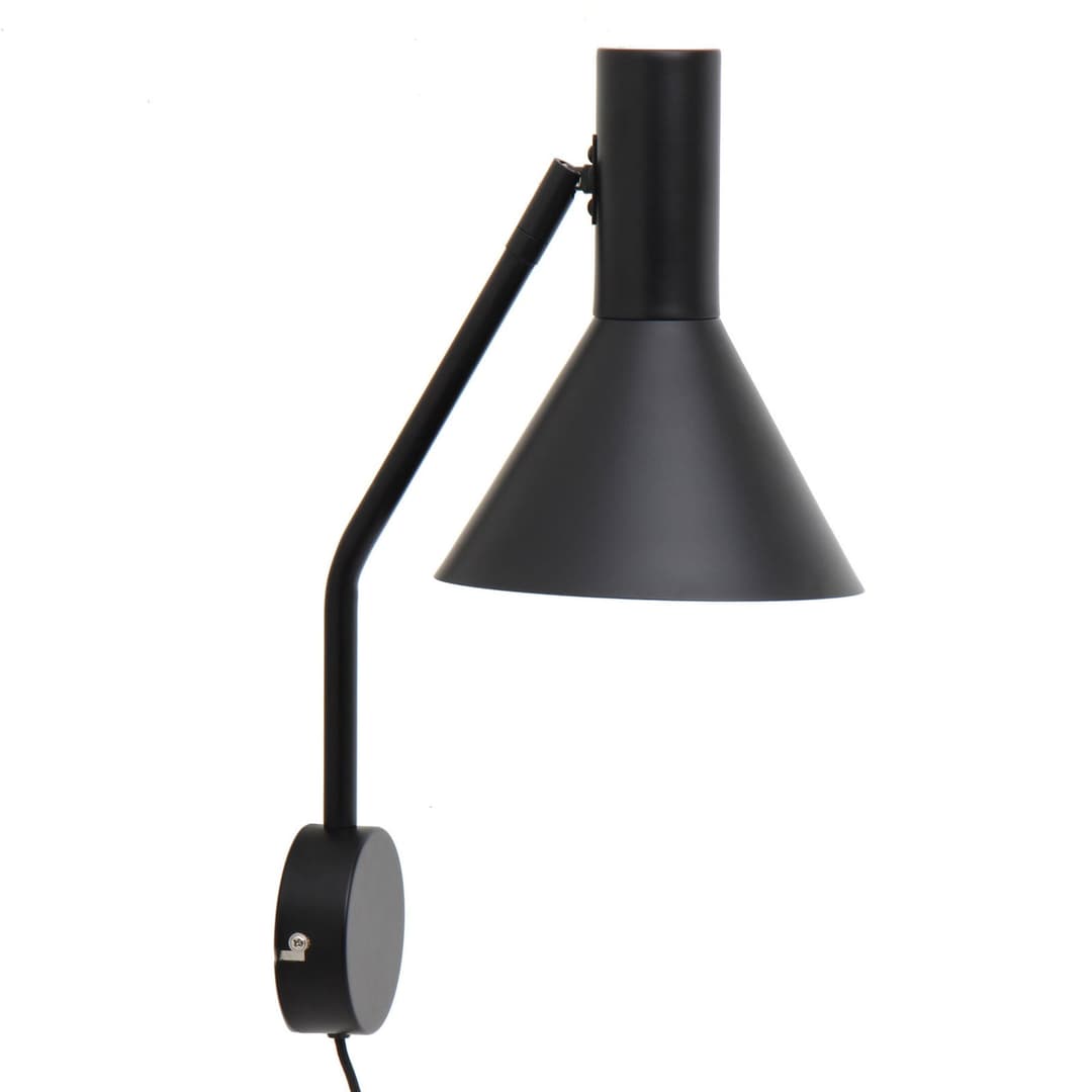 Lyss Wandleuchte Schwarz Stecker - FRANDSEN - Wohnzimmer - Design - Metall - Einflammig