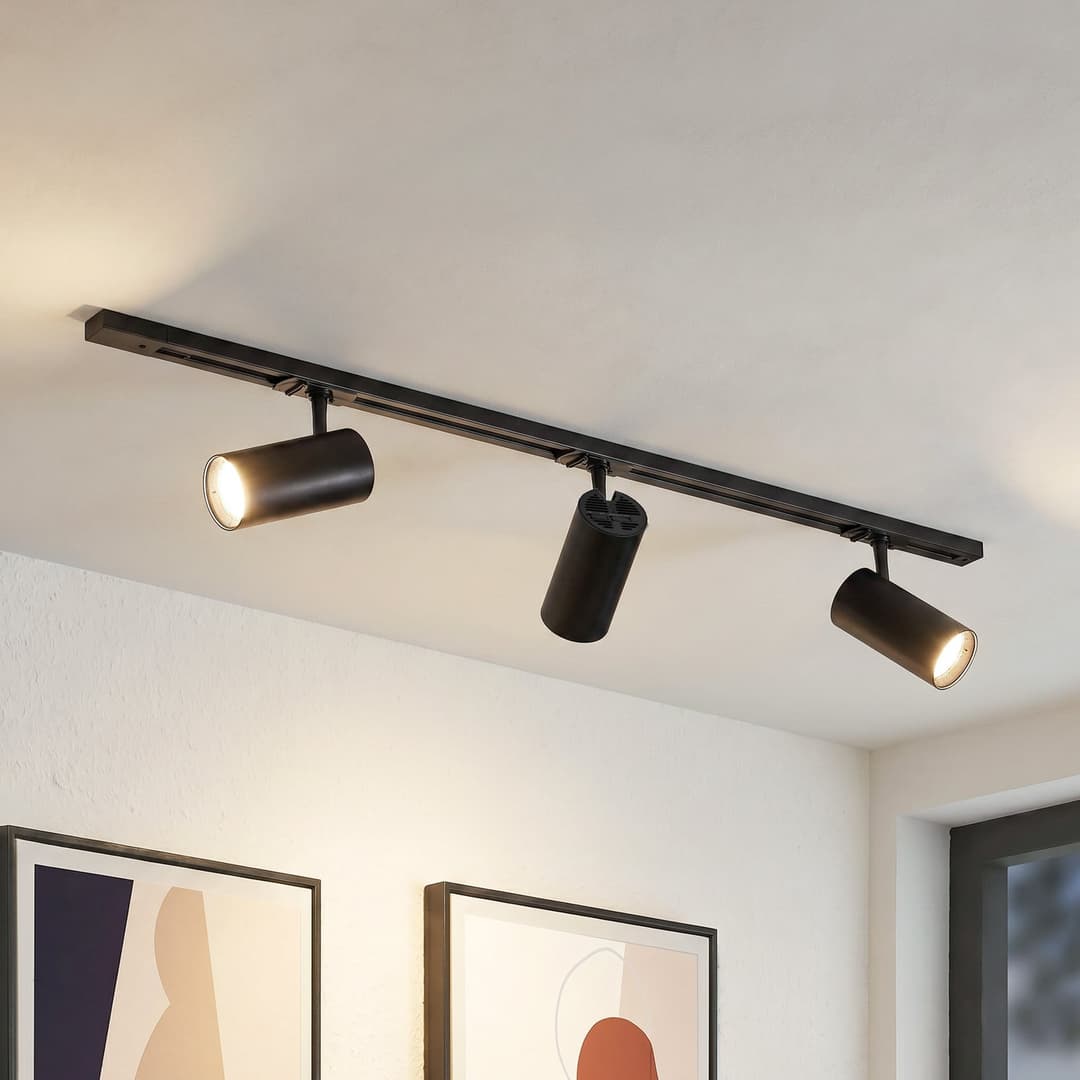 Linaro Schienensystem Ø7cm 3-flg. LED, schwarz, CCT - Lindby - Arbeitszimmer / Büro - Modern - Metall - Mehrflammig