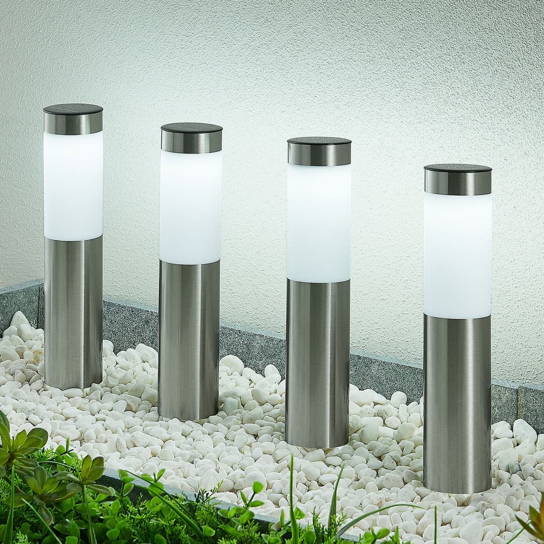 Sirita Solarzelle Leuchte 4 pcs. H31 Silver - Lindby - Modern - Edelstahl - Zylinder