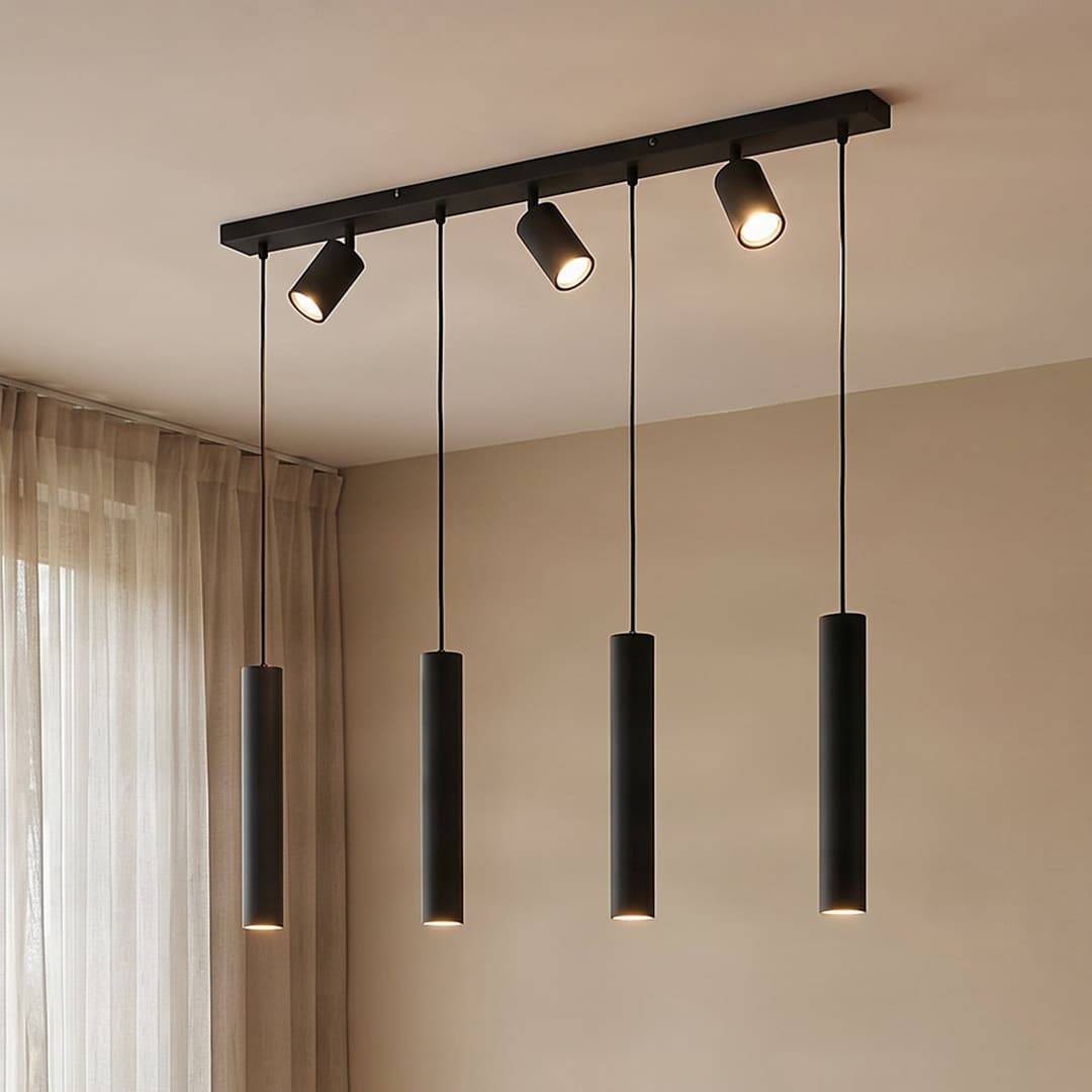 Sanad Pendelleuchte L100 Sand Black - Lindby - Wohnzimmer - Modern - Metall - Mehrflammig