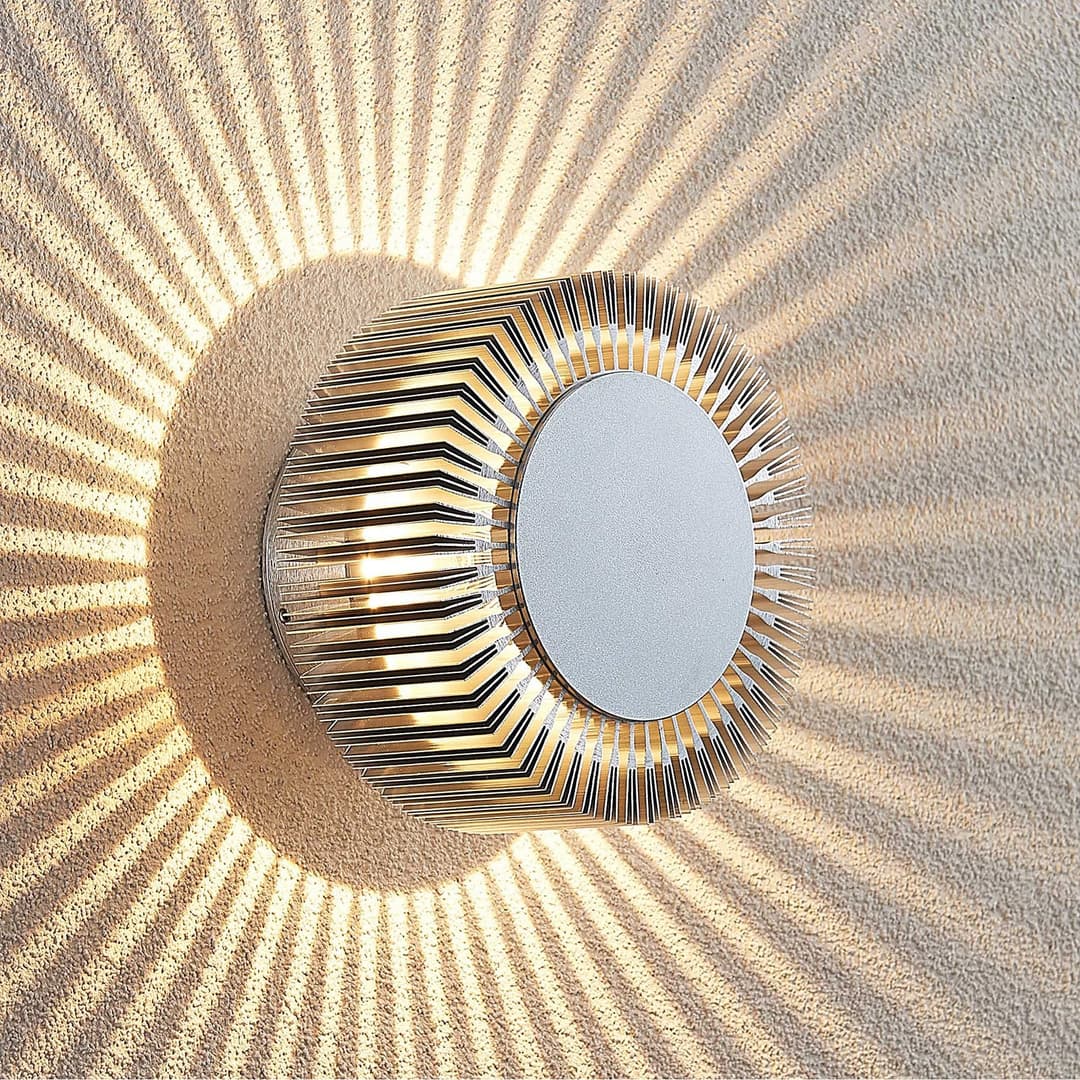 Keany Außenwandleuchte Alu - Lucande - Badezimmer - Modern - Aluminium - Rund