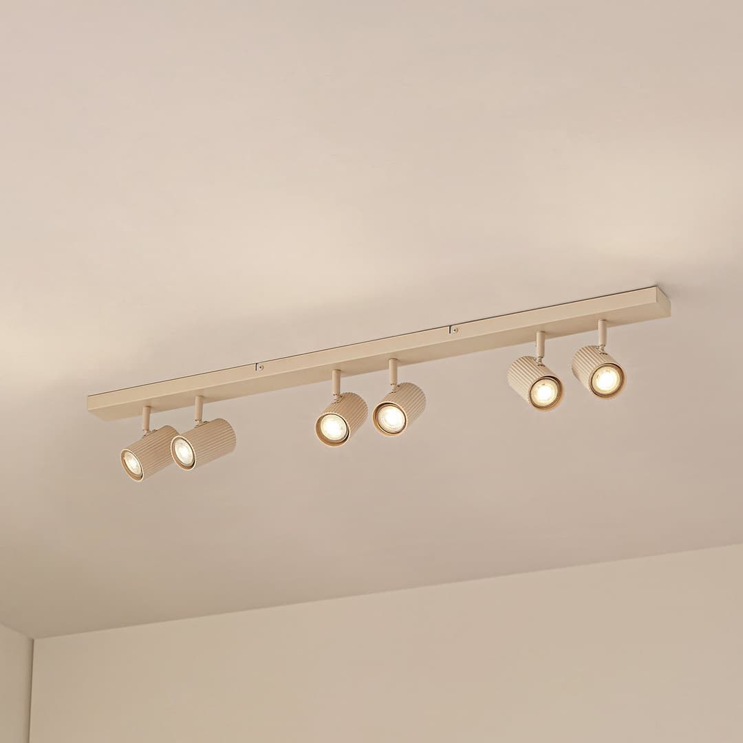 Kardis Deckenstrahler, beige, 6-flg., Metall, GU10 - Lindby - Flurbereich - Modern - Aluminium - Mehrflammig