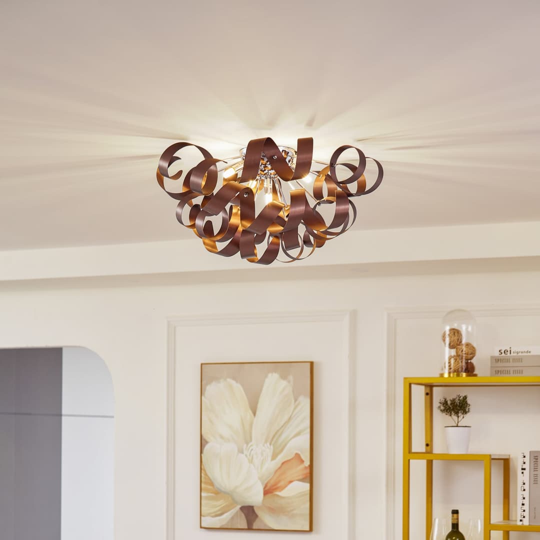 Kaelor Deckenleuchte Ø54 Copper - Lucande - Wohnzimmer - Modern - Aluminium - Mehrflammig