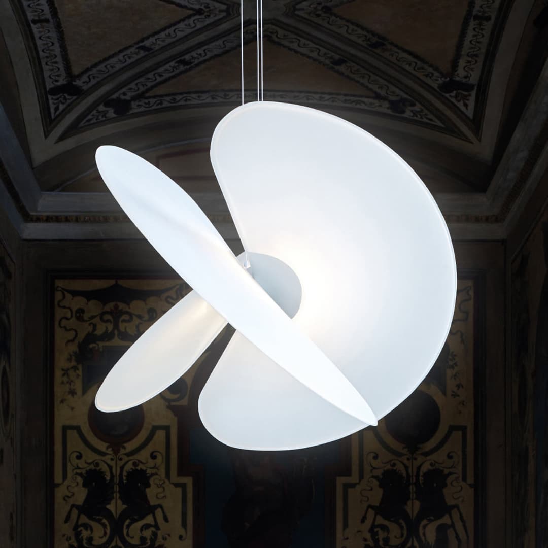 Luceplan Levante LED-Hängeleuchte weiß Ø60cm 28W - Wohnzimmer - Design - Metall - Einflammig