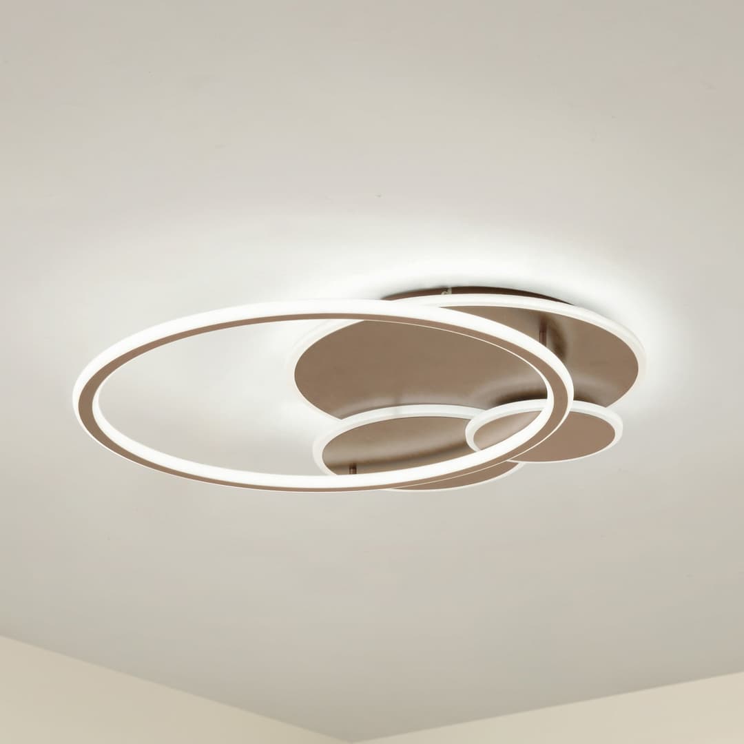 Circulo LED-Deckenleuchte CCT dimmbar braun - Lucande - Wohnzimmer - Modern - Metall - Rund