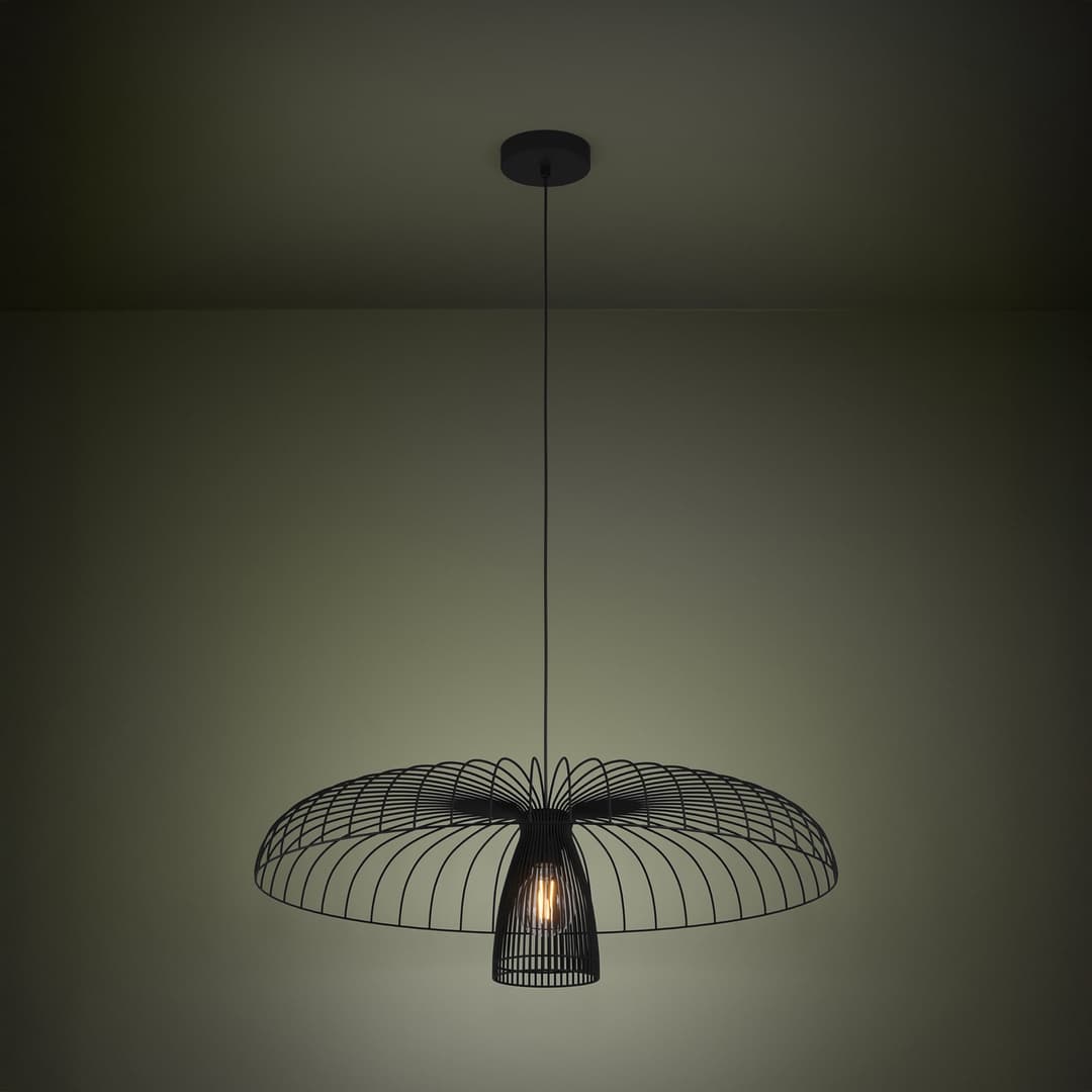 Champerico Hängelampe, schwarz Ø 77 cm Glas - Stars of Light - Wohnzimmer - Modern - Metall - Einflammig