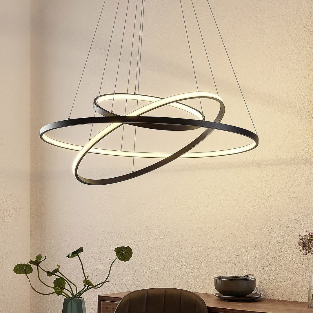 Ezana Pendelleuchte Matt Black/White - Lucande - Wohnzimmer - Modern - Metall - Mehrflammig