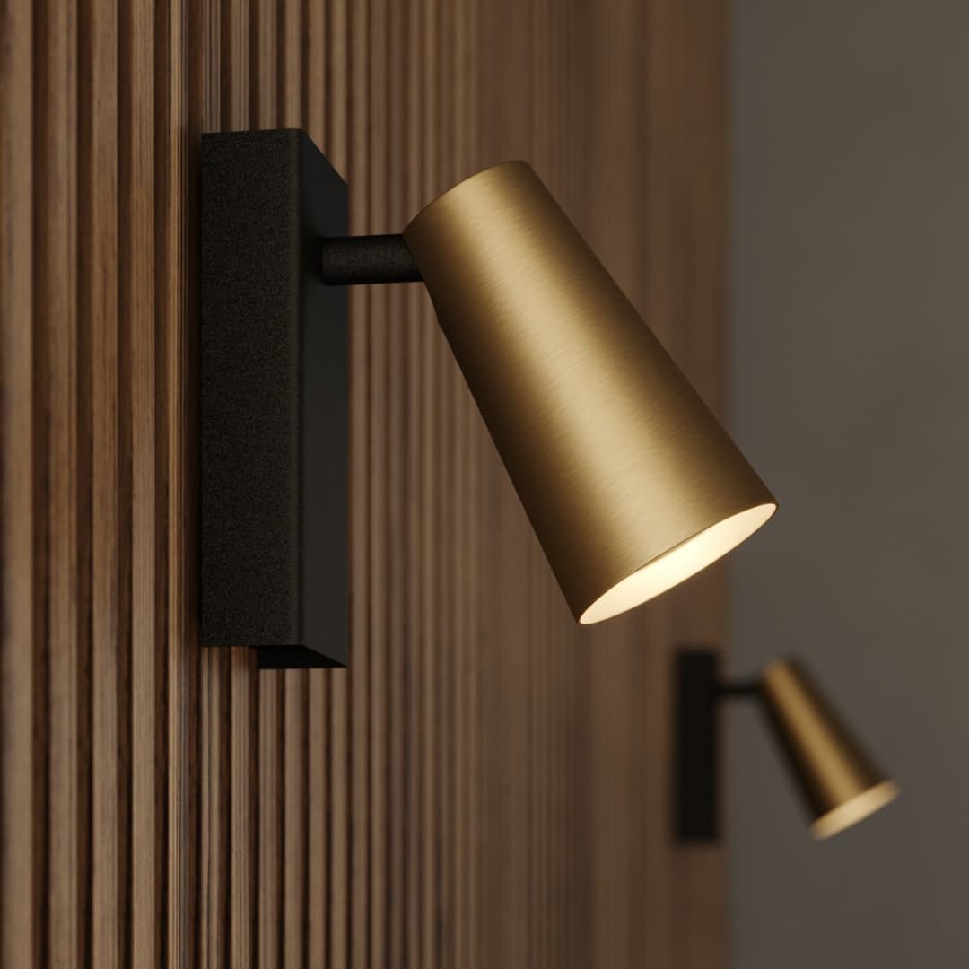 Angelina Wandleuchte Brass/Gold - Lucande - Schlafzimmer - Skandinavisch - Metall - Einflammig