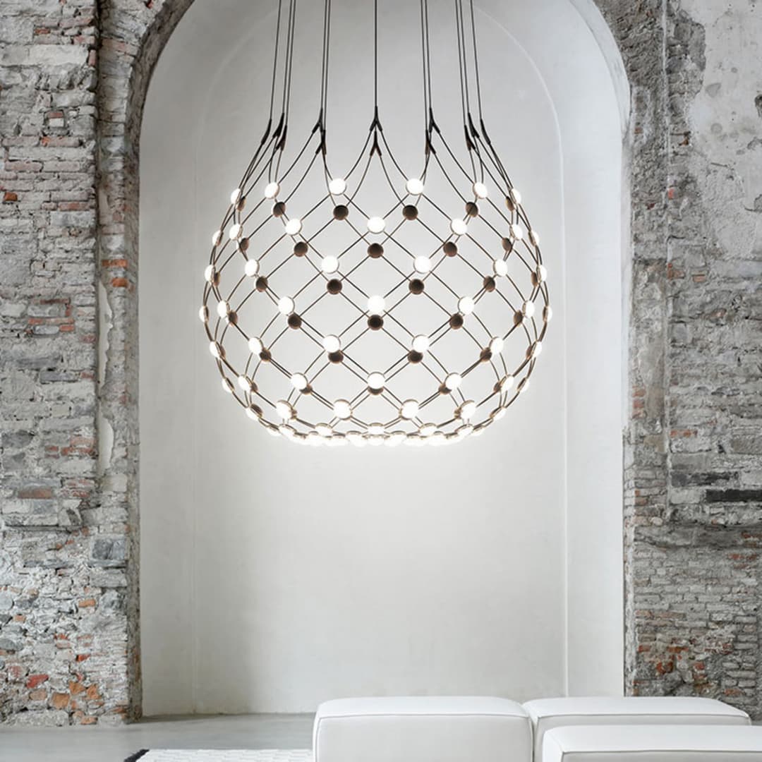 Mesh Wireless Bluetooth Hängelampe, Ø 100 cm, 2 m - Luceplan - Wohnzimmer - Design - Metall - Mehrflammig