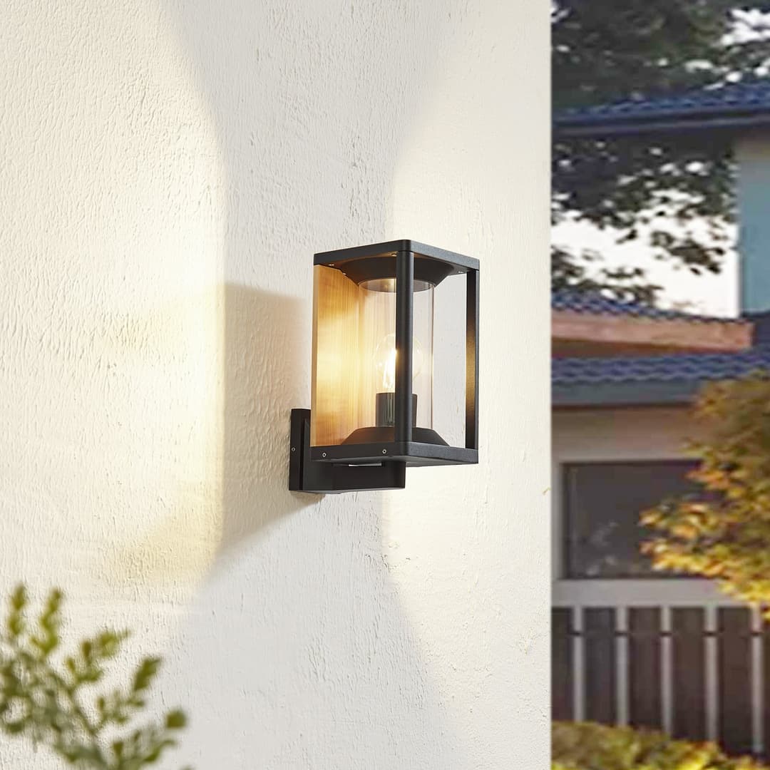 Candina Außenwandleuchte IP65 Schwarz - Lucande - Balkon - Modern - Aluminium - Eckig