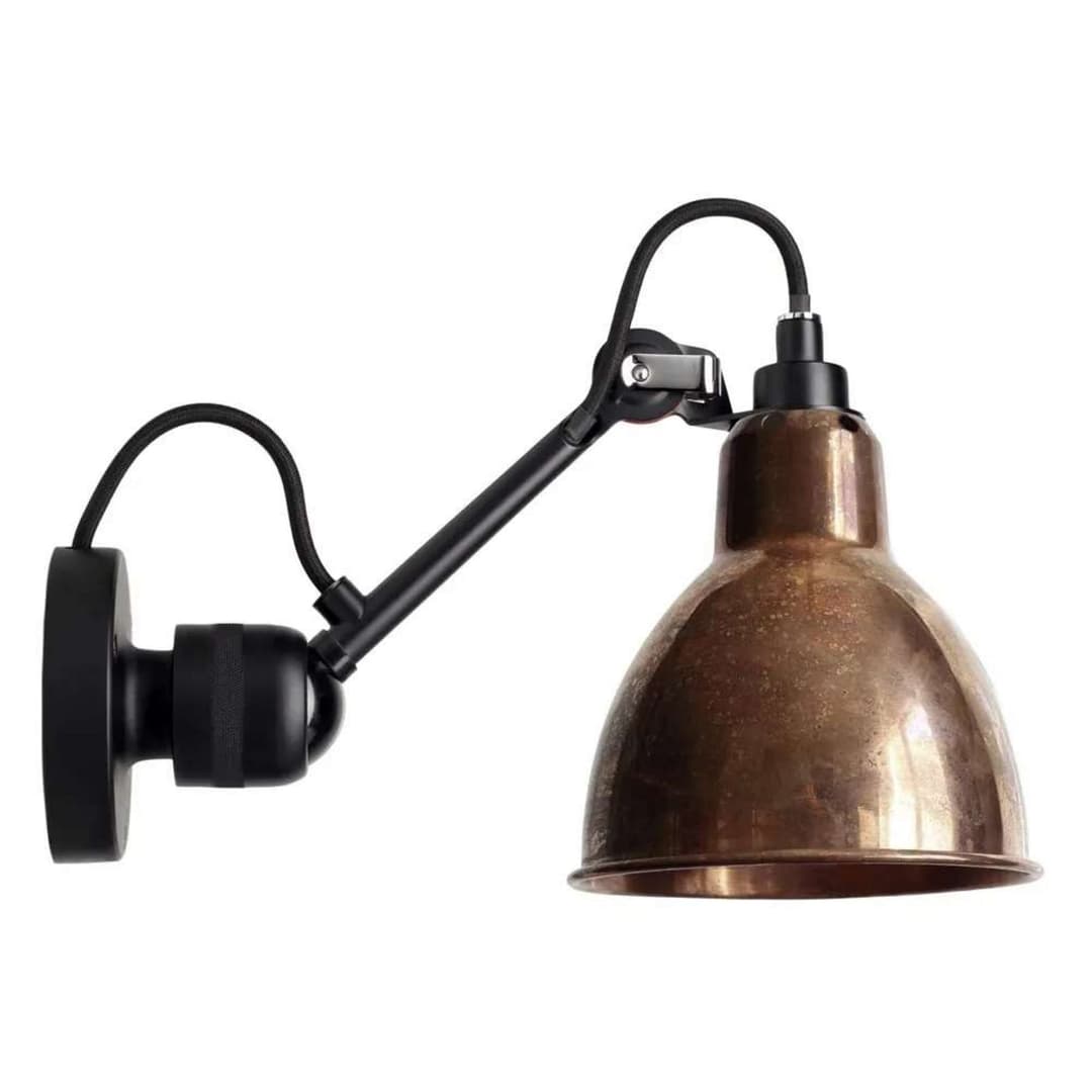 Lampe Gras 304 Wandleuchte, schwarz/roh kupfer – DCW - Wohnzimmer - Design - Metall