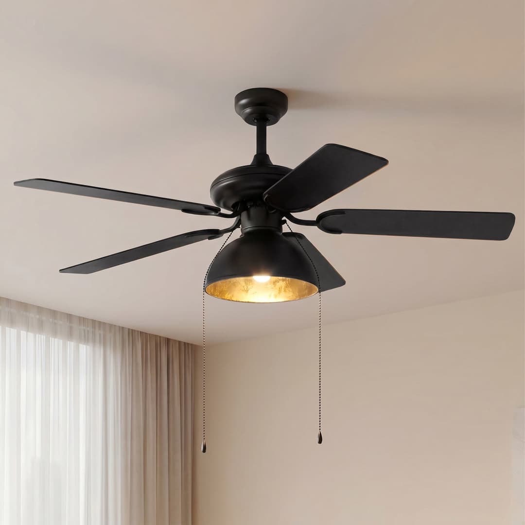 Shamoian Deckenventilator mit Licht, leise, Ø 130 cm - Lucande - Wohnzimmer - Vintage - Metall