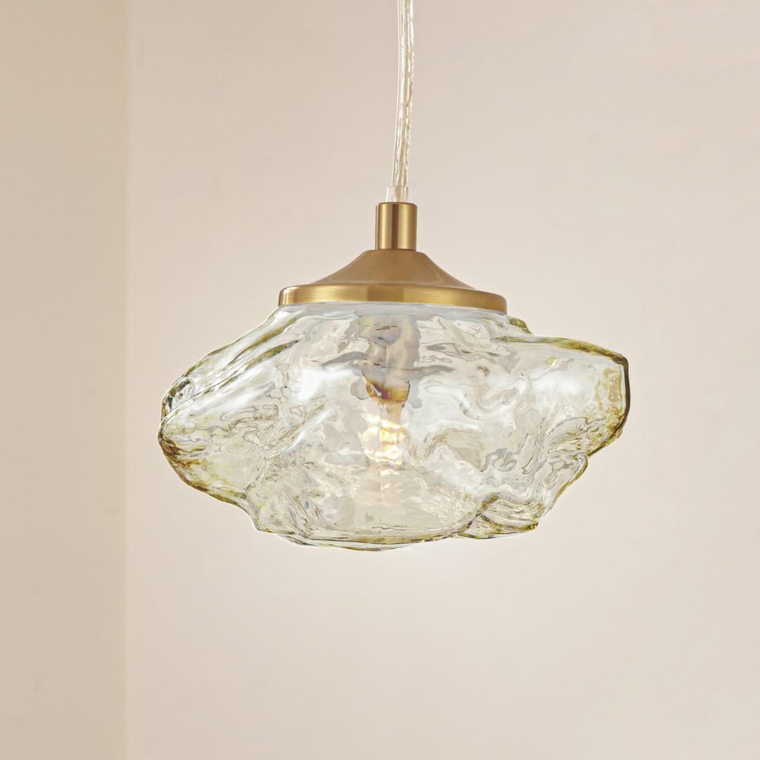 Piatra Pendelleuchte Bernstein/Messing - Lindby - Wohnzimmer - Modern - Glas - Einflammig