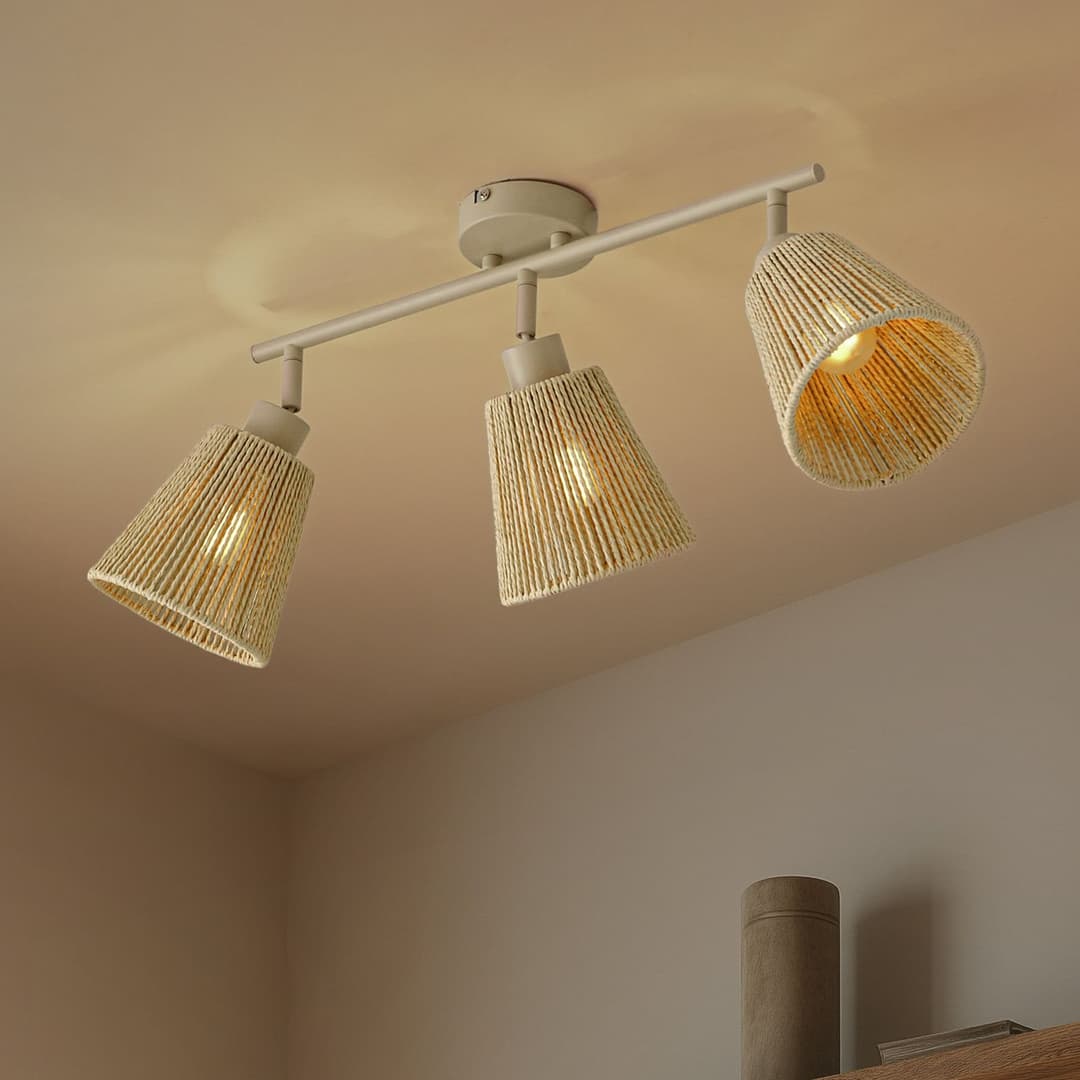 Anuva Deckenlampe, 72 cm, beige, Papier, 3-flammig - Lindby - Wohnzimmer - Skandinavisch - Papier / Karton - Mehrflammig