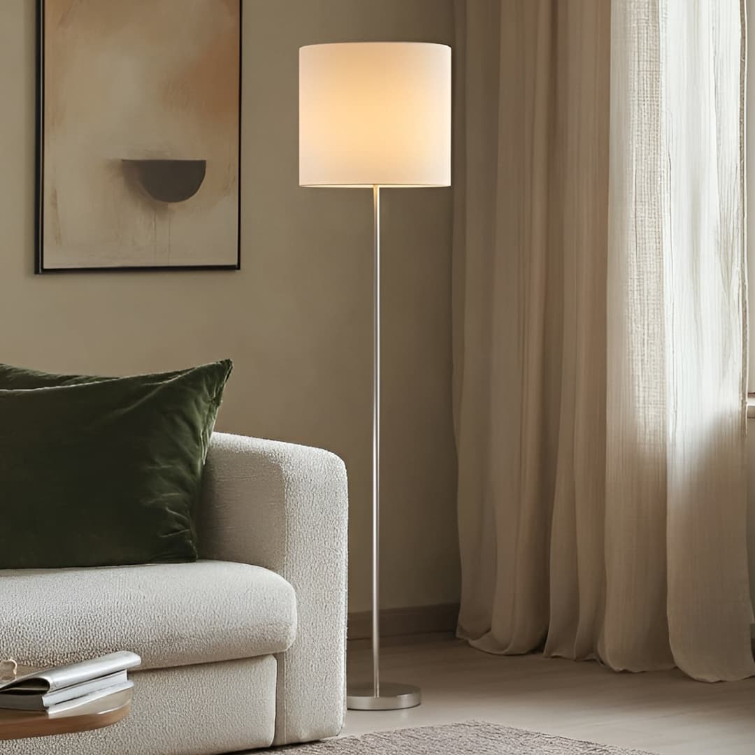 Parsa Stehleuchte White - Lindby - Wohnzimmer - Junges Wohnen - Stoff / Textil - Mit Schirm