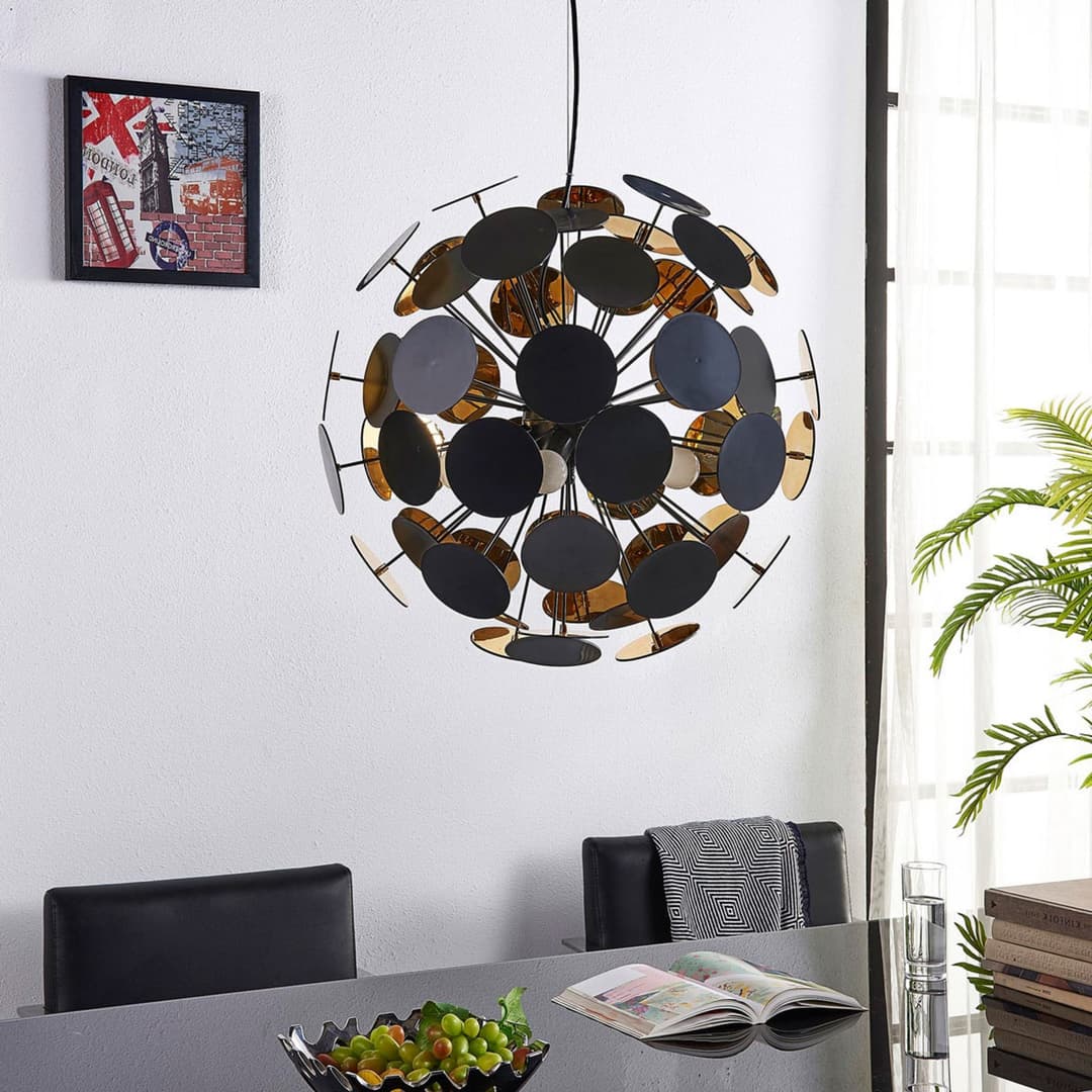 Kinan Pendelleuchte Black/Gold - Lindby - Wohnzimmer - Modern - Kunststoff - Einflammig