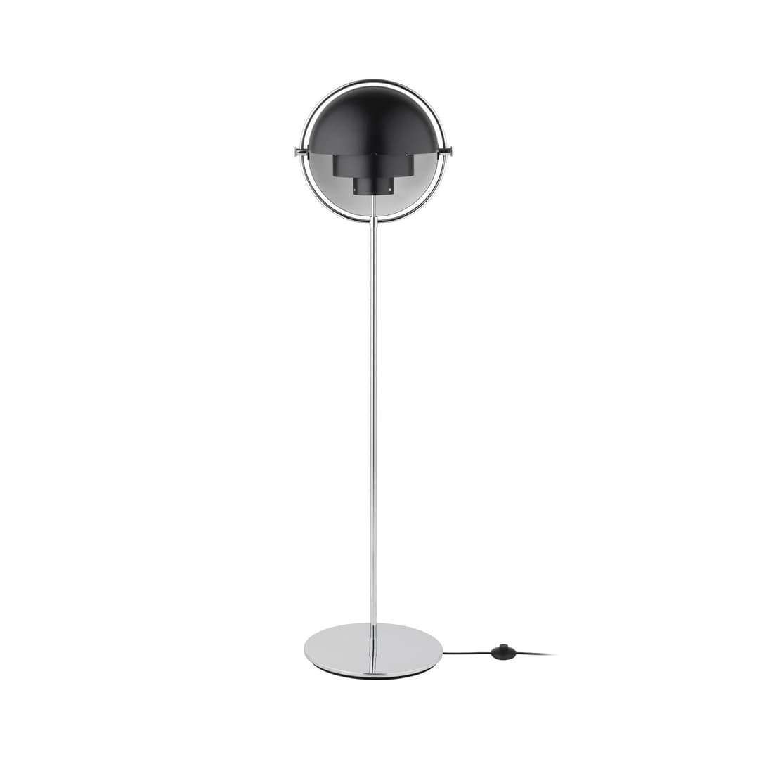 Multi-Lite Stehleuchte chrom/schwarz, Höhe 148 cm - GUBI - Wohnzimmer - Design - Metall - Einflammig