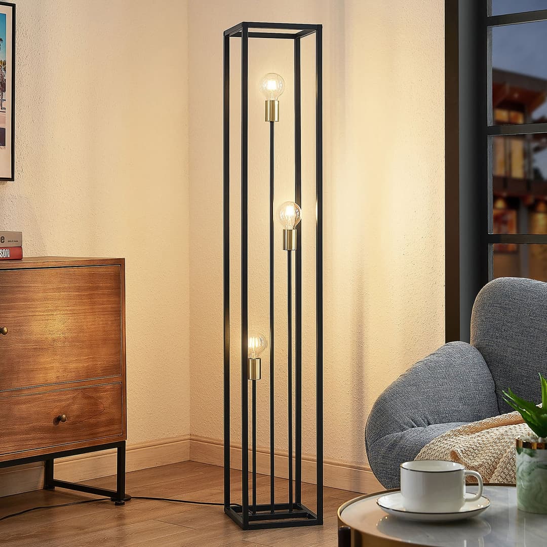 Tiliane Stehleuchte Matt Black - Lindby Tiliane - Wohnzimmer - Modern - Metall
