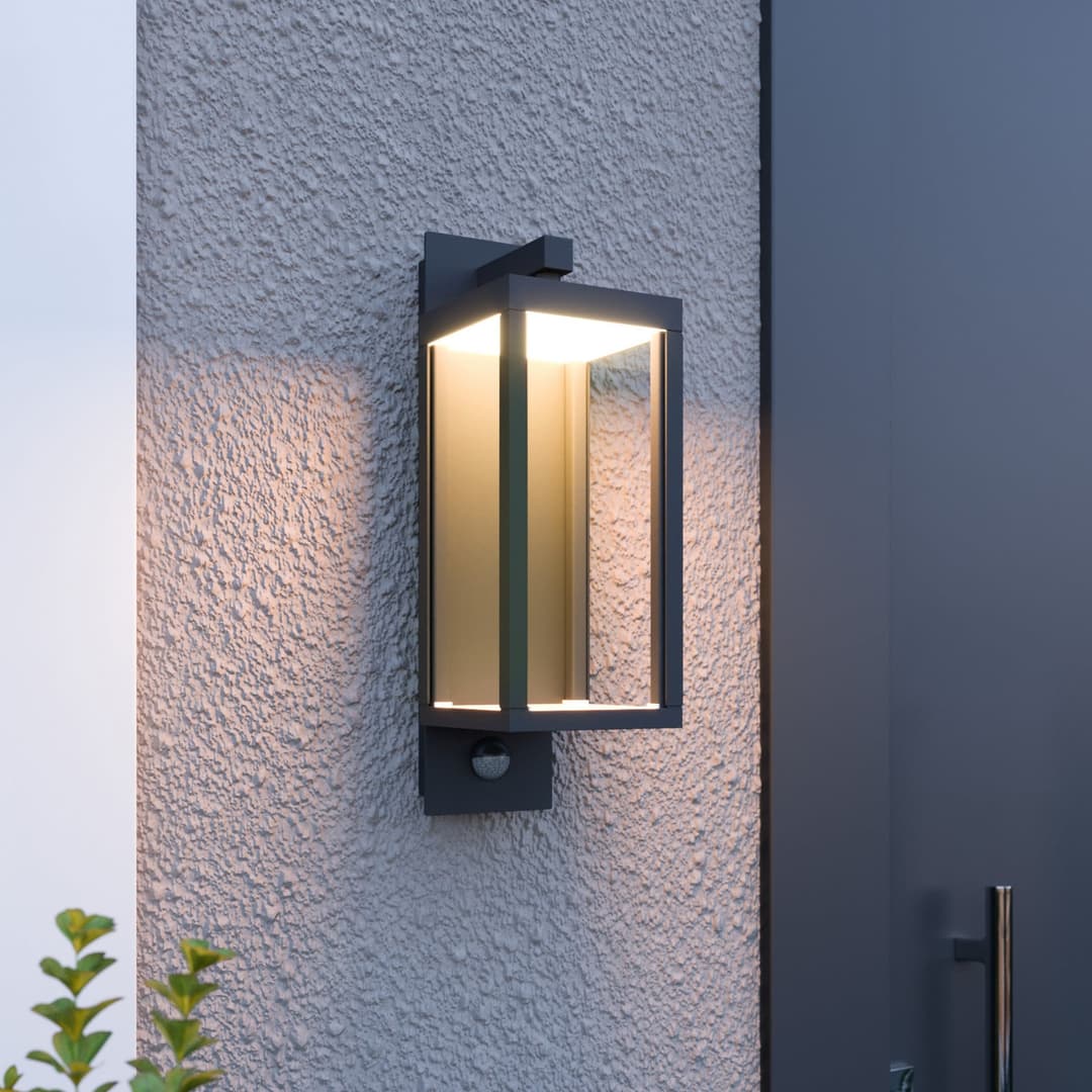 Ferdinand Außenwandleuchte w/Sensor Dark Grey - Lucande - Balkon - Modern - Glas - Einflammig