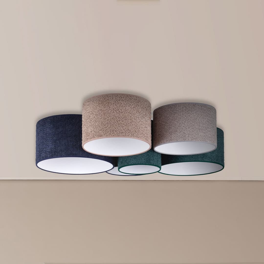 Boucle Deckenlampe 6-flammig bunt - Duolla - Wohnzimmer - Stoff / Textil - Mehrflammig