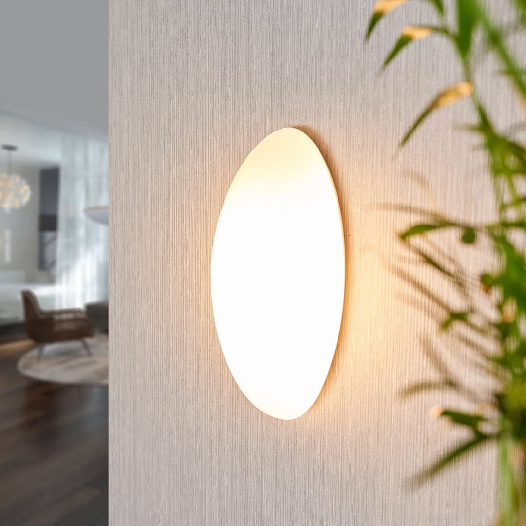 Jemima Wandleuchte Opal - Lucande - Wohnzimmer - Modern - Glas - Rund