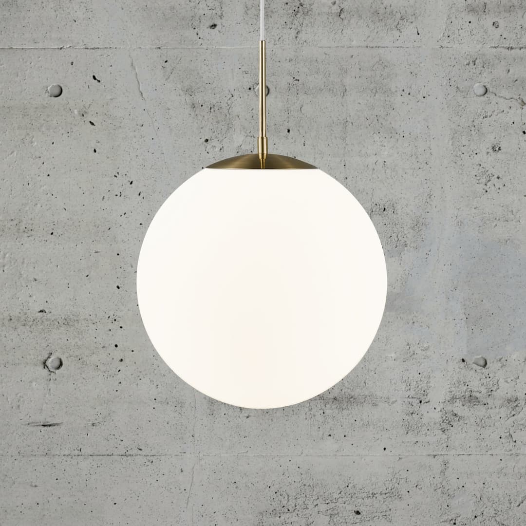 Grant Hängeleuchte, mesing/weiß, Ø 35 cm- Nordlux - Wohnzimmer - Glas - Einflammig