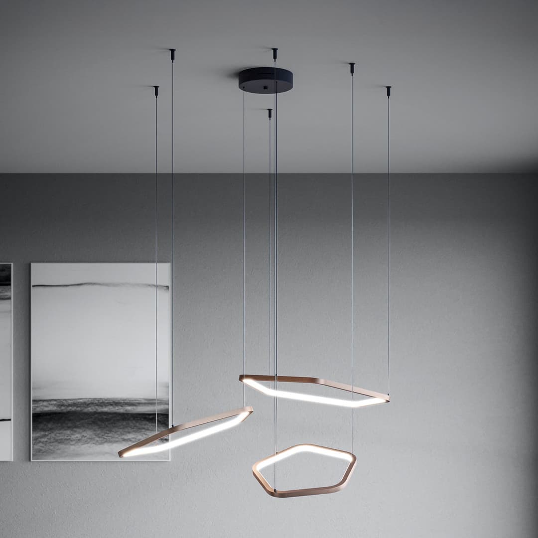 Estrella LED-Hängelampe, bronze, 3-flg. CCT - Stars of Light - Wohnzimmer - Modern - Aluminium - Mehrflammig