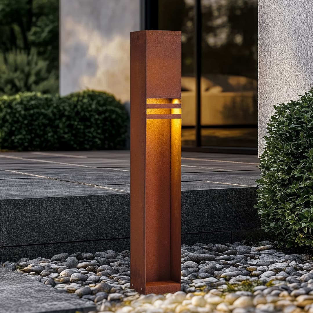 Oxido LED Poller Rost H80 - Lucande - Terrasse - Modern - Metall - Eckig