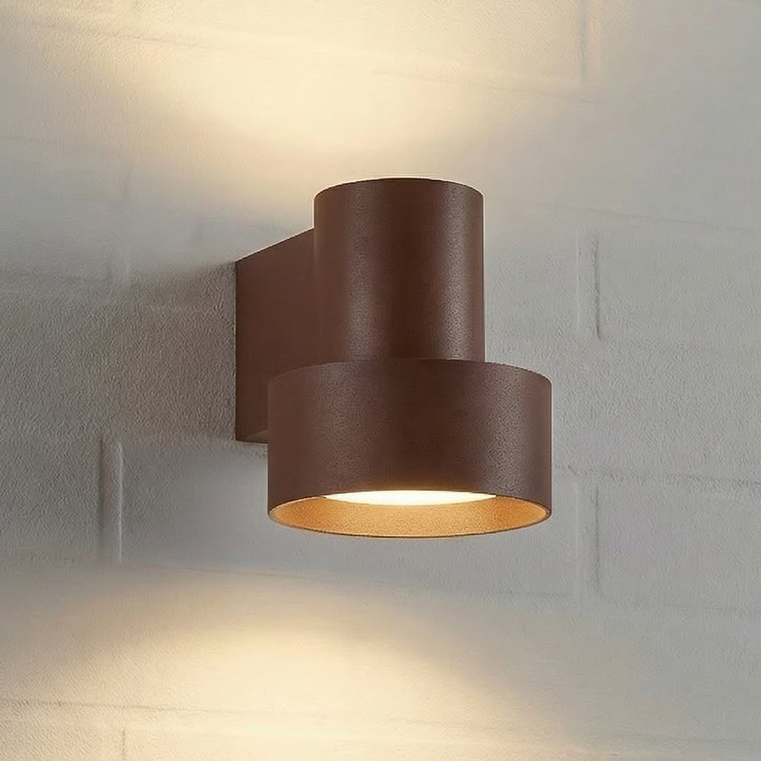 Elune LED-Außenwandlampe, braun, IP44, up/down - Lucande - Modern - Aluminium - Einflammig