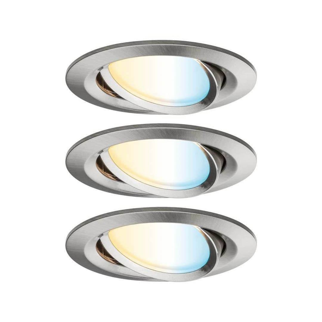 Nova Coin Smart Einbaulampe eisen Ø 8,4cm CCT 3er - Paulmann - Wohnzimmer - Aluminium