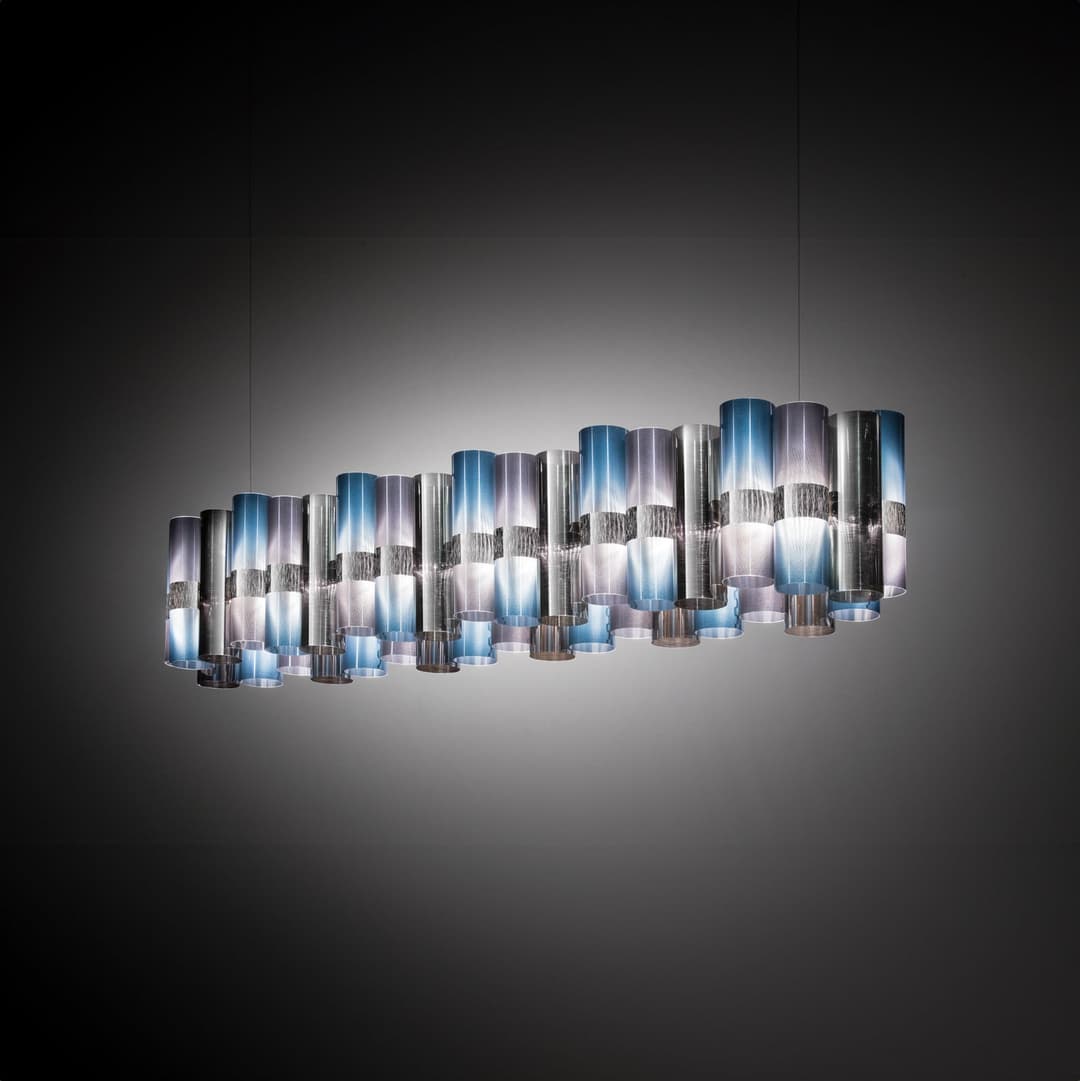 LED-Hängelampe La Lollo blau-violett, 140 cm - Slamp - Wohnzimmer - Design - Kunststoff - Mit Schirm