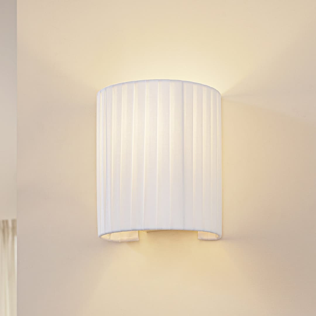 Virelle Wandleuchte weiß E27 21 cm - Lindby - Wohnzimmer - Stoff / Textil - Einflammig
