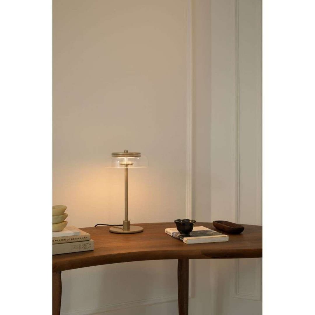 Blossi LED-Tischleuchte, Höhe 31 cm, goldfarben/klar - Nuura - Wohnzimmer - Skandinavisch - Metall - Mit Schirm