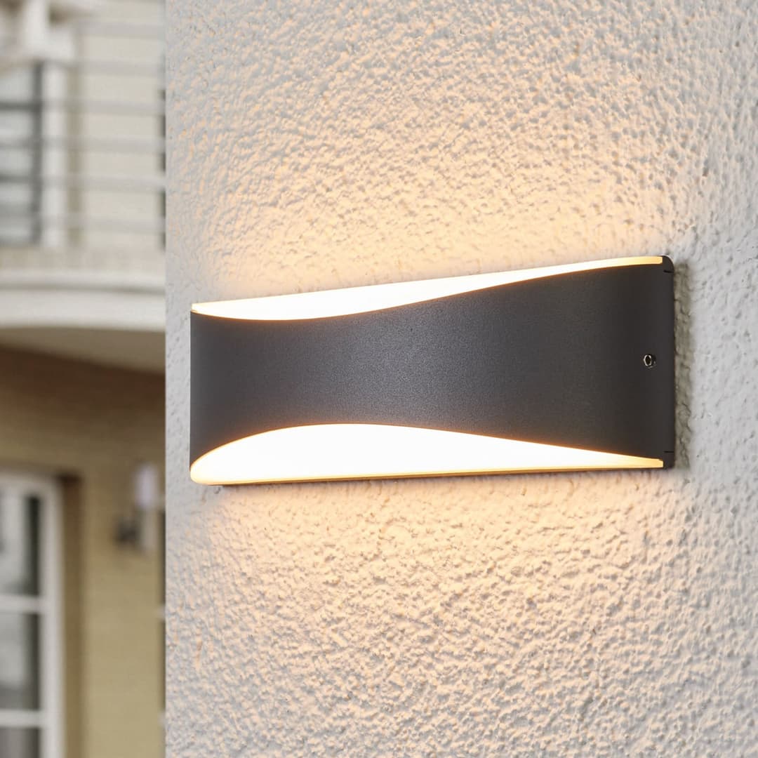 Akira LED Außenwandleuchte Anthracite - Lucande - Balkon - Modern - Metall - Mehrflammig