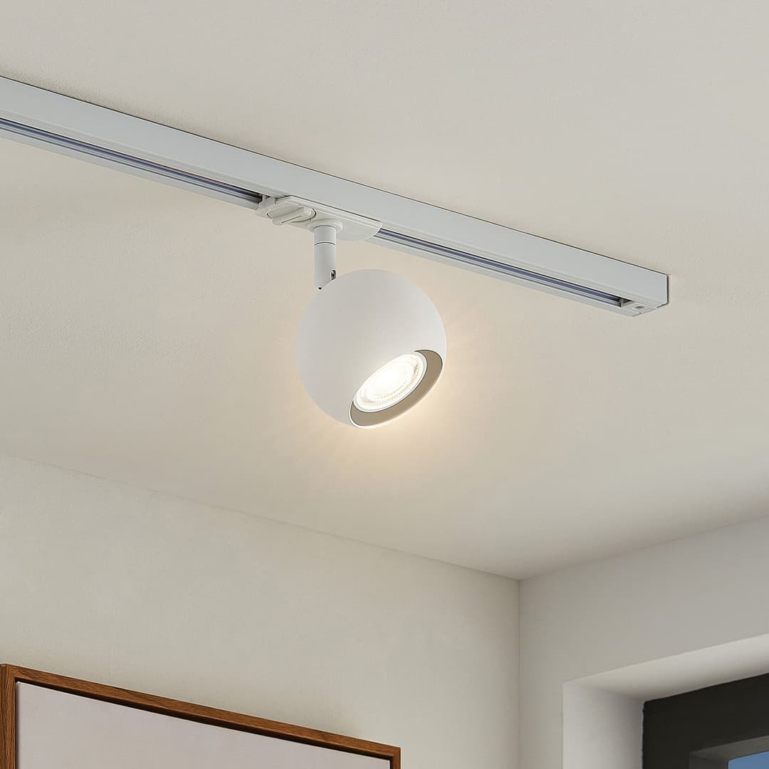 Linaro Schienenspot GU10 Rund Weiß - Lindby - Flurbereich - Modern - Metall - Einflammig