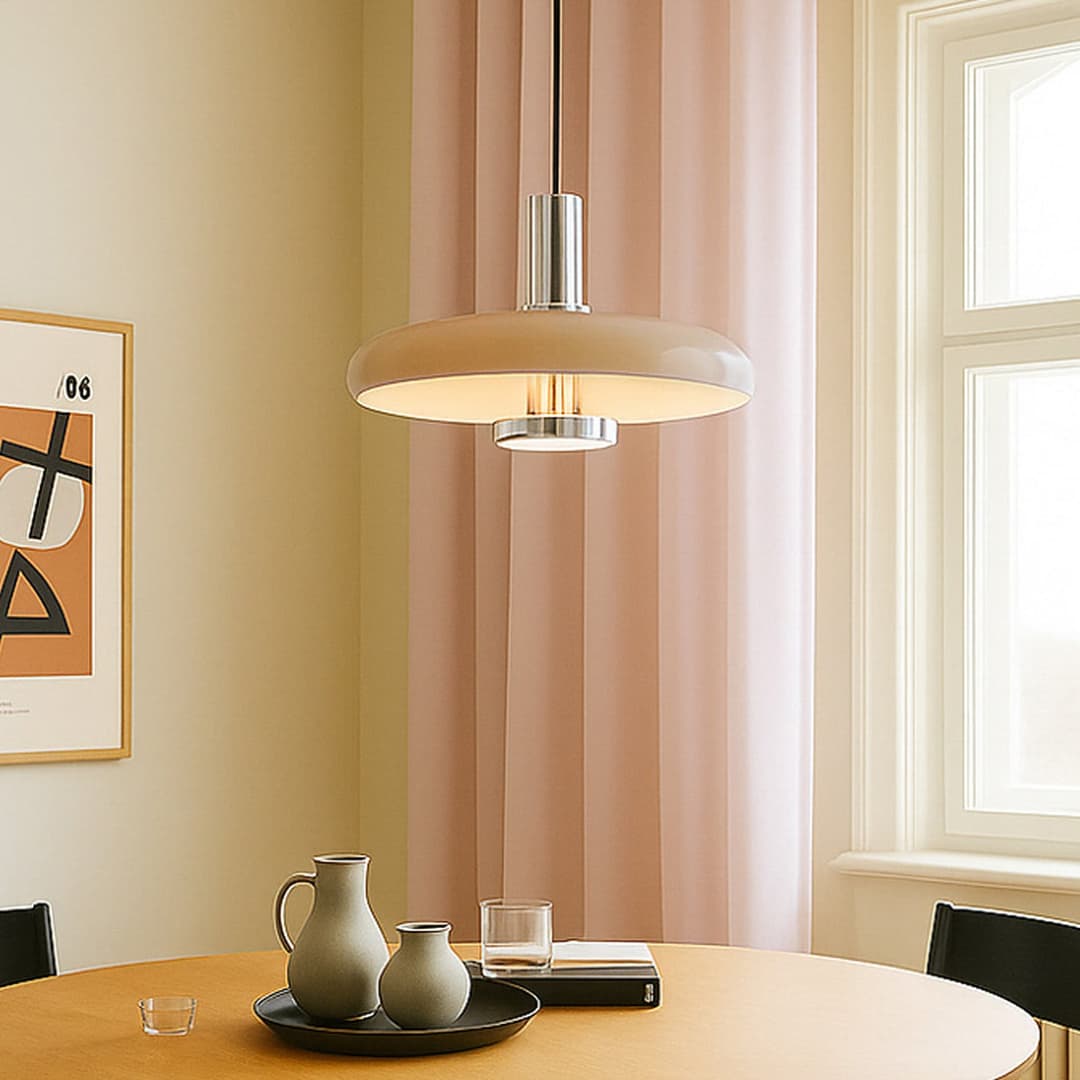 Branford Hängelampe, Retro, Ø 35 cm, beige, Metall - Lindby - Wohnzimmer - Vintage - Einflammig