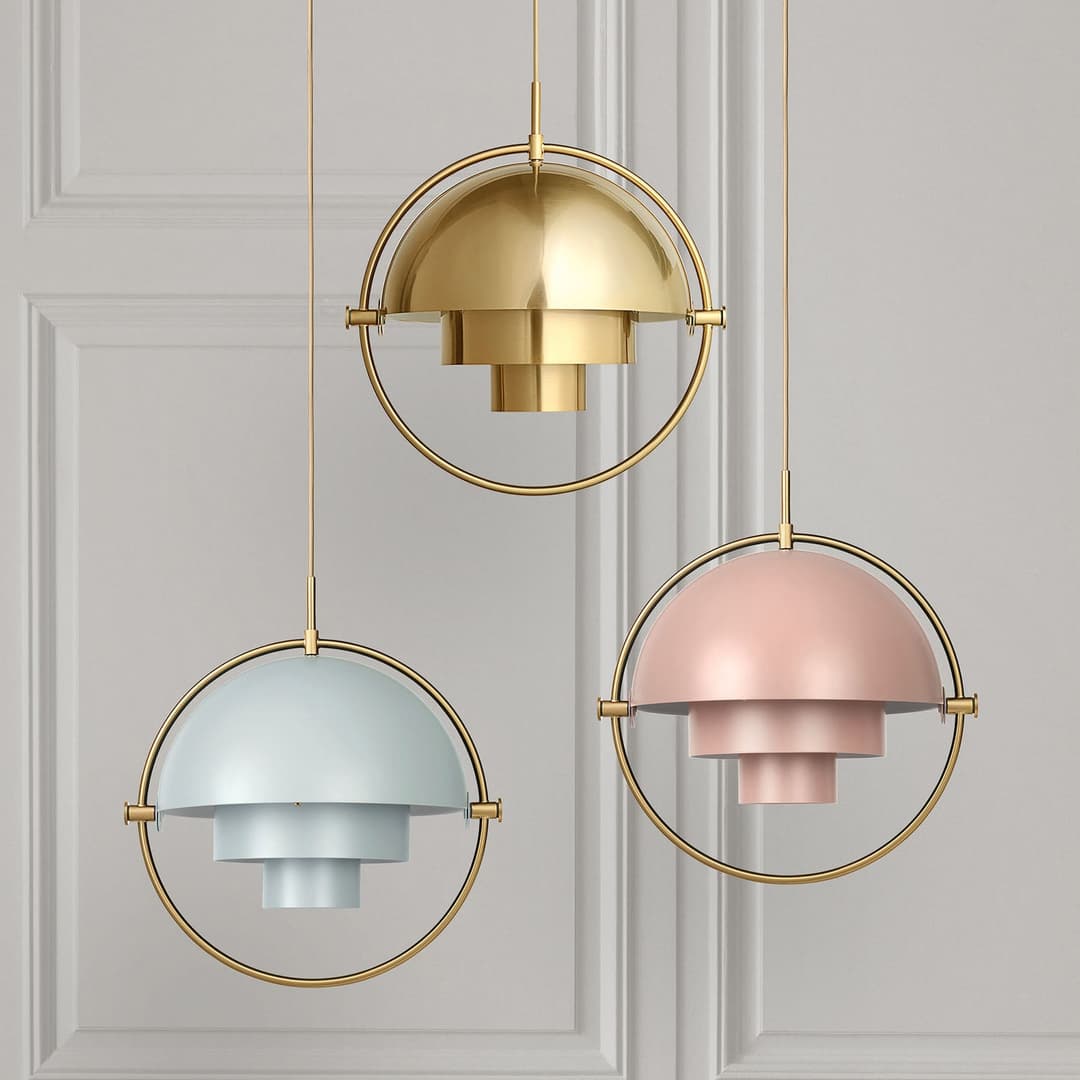 Multi-Lite Pendelleuchte Ø36 Messing/Rose Dust - GUBI - Wohnzimmer - Design - Metall - Einflammig