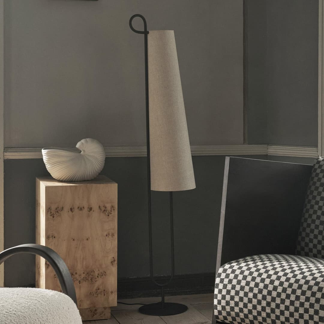 Ancora Stehleuchte Black/Natural - Ferm Living - Wohnzimmer - Design - Metall - Mehrflammig