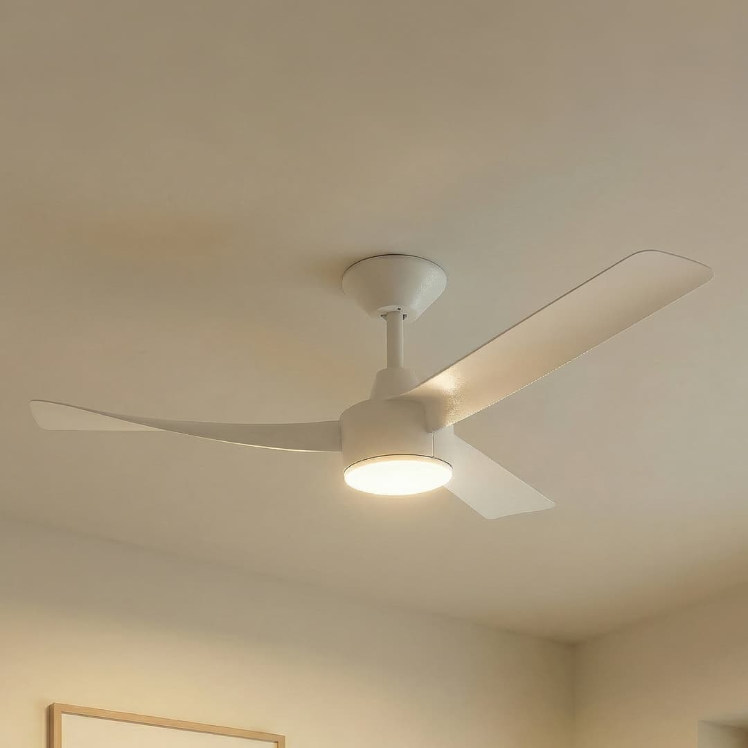 Airona LED-Deckenventilator weiß dimmbar DC leise - Lucande - Wohnzimmer - Modern - Kunststoff