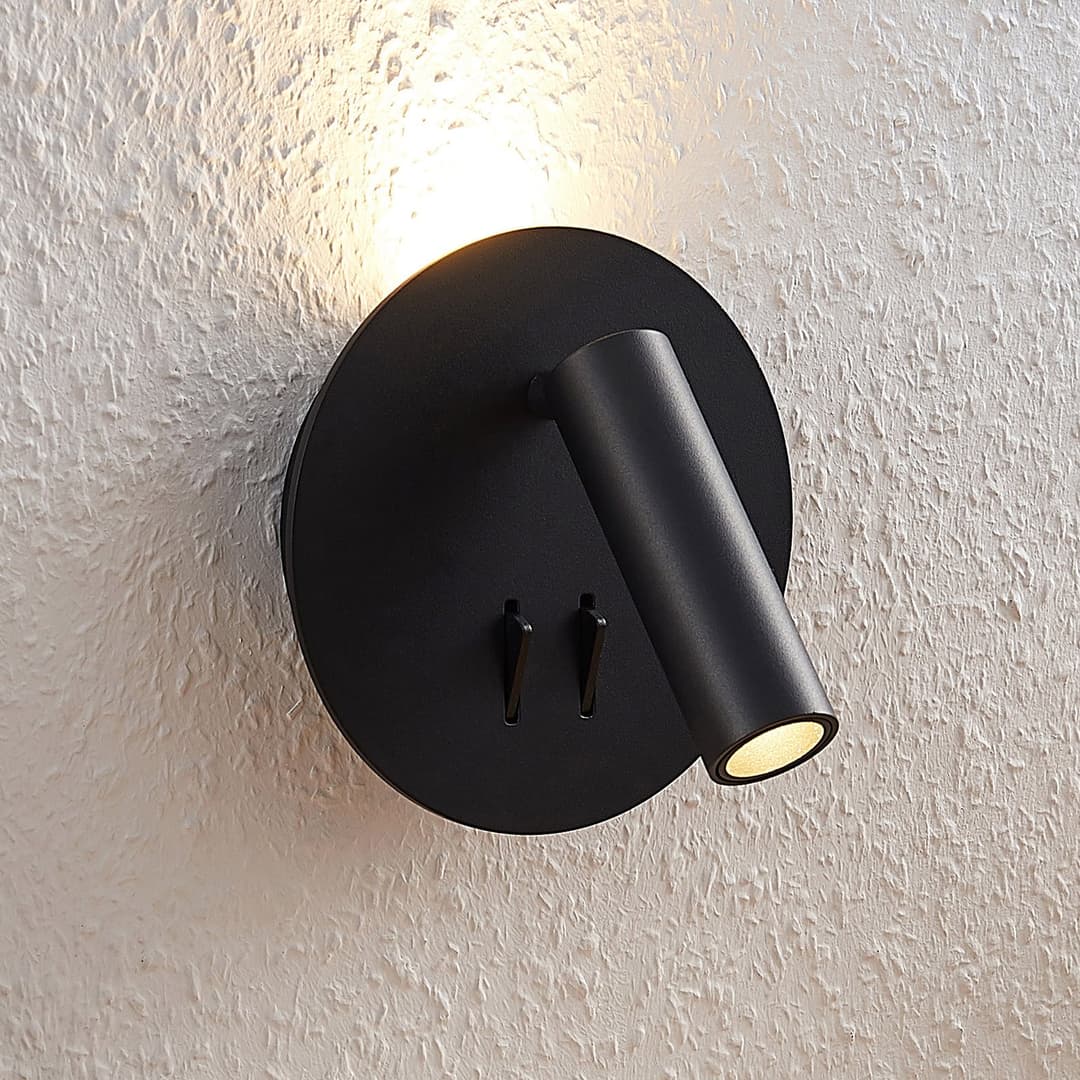 Magya LED 2 Round Wandleuchte Black - Lucande - Wohnzimmer - Modern - Aluminium - Mehrflammig