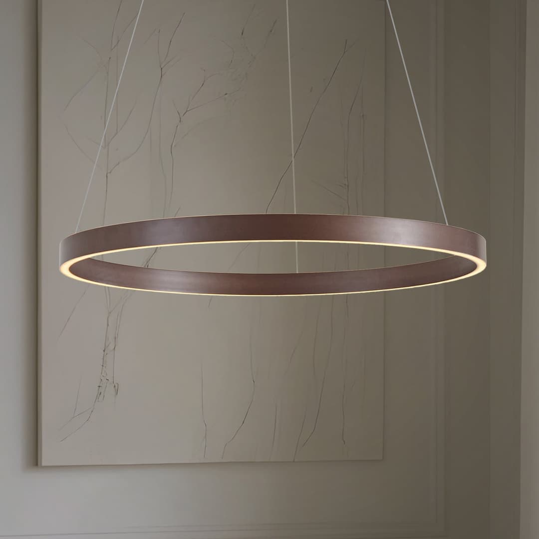 Yonam LED-Hängeleuchte, Ø 80cm, 1-flg., braun, CCT - Lucande - Esszimmer - Modern - Metall - Einflammig