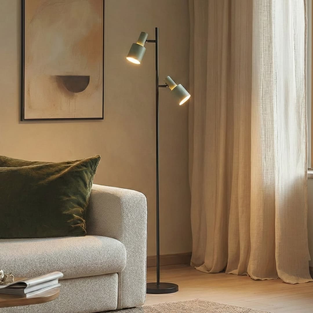 Ovelia Stehleuchte Green/Black - Lindby - Arbeitszimmer / Büro - Modern - Metall - Mehrflammig
